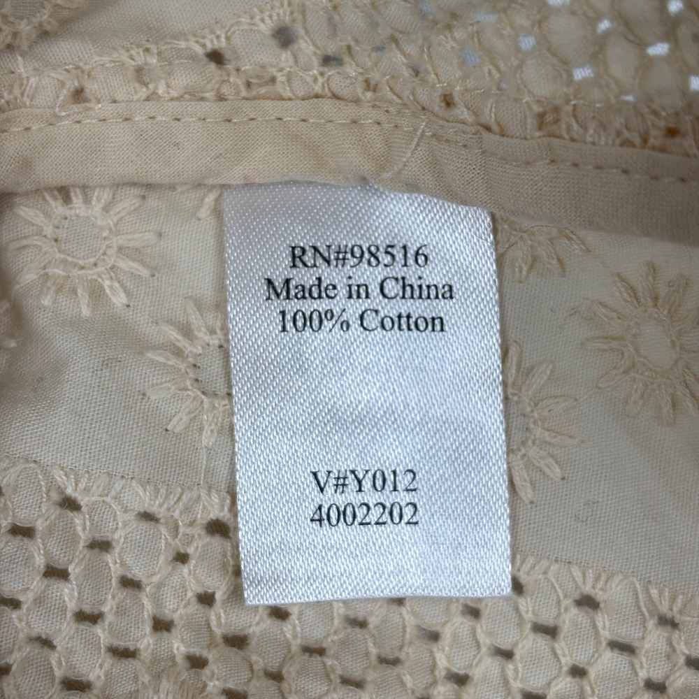 Coldwater Creek Ivory Eyelet Embroidered Cotton Blazer Jacket Hook Front Sz M - Picture 9 of 14